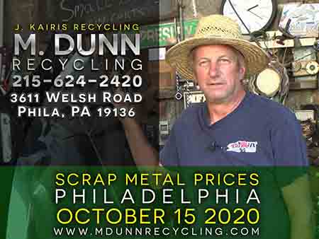 Philadelphia Scrap Metal Prices for March 17, 2021 Video Blog for M Dunn Recycling. It's time to clean out the clutter of your home or business.You may have common items you are unaware that are recyclable This week we have five common items adding up to $56 such as old extension cord, brass fittings, stainless steel kitchen sink, ceiling fan and copper aluminum air conditioner coils.J Karis Recycling formerly M Dunn Recycling Center located at 3611 Welsh Road Philadelphia PA 19136