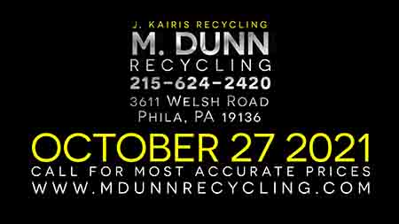 Cash for your Scrap Metal in Philadelphia at M Dunn Recycling. Make extra money bringing in scrap metal such as Aluminum Siding, Aluminum Car parts, Aluminum Cans, Brass, Copper, Lead Batteries, Aluminum Wheels, Romex Wire, Copper Extension Cords and more