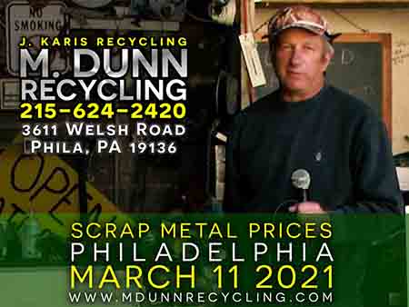 Brass Prices in Philadelphia June July 2021. M Dunn Recycling presents Scrap Metal Philadelphia. Our blog about scrap metal prices. Compared to the last couple years, Brass prices are way up. It's best to call us for a current price 215-624-2420 for prices change sometimes hourly. Plumbers and HVAC technicians, if you've been saving up your scrap. now is a good time to sell it. Prices change day by day even hour by hour so ALWAYS call for prices. 