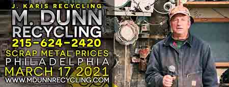 Philadelphia Scrap Metal Prices for March 17, 2021 Video Blog for M Dunn Recycling. It's time to clean out the clutter of your home or business.You may have common items you are unaware that are recyclable This week we have five common items adding up to $56 such as old extension cord, brass fittings, stainless steel kitchen sink, ceiling fan and copper aluminum air conditioner coils.J Karis Recycling formerly M Dunn Recycling Center located at 3611 Welsh Road Philadelphia PA 19136