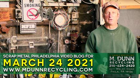 Philadelphia Scrap Metal Prices for March 24, 2021 Video Blog for M Dunn Recycling.3611 Welsh Road Northeast Philadelphia 19136 19149 Bring in your scrap for cash. Bring in Aluminum Cans, Old Lead Batteries, Scrap Romex Wire, Brass, Copper, Stainless Steel, Aluminum Siding, Aluminum Sheet