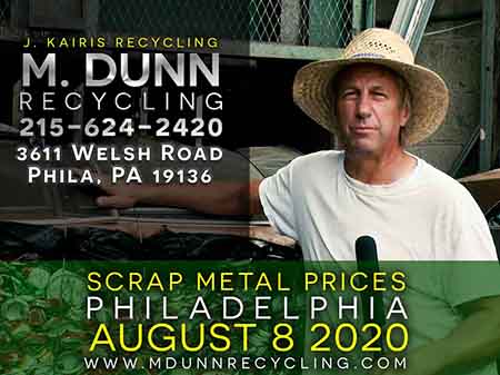 Copper Prices in Philadelphia May-June 2021. M Dunn Recycling presents Scrap Metal Philadelphia. Our blog about scrap metal prices. Compared to the last couple years, copper prices are way up. It's best to call us for a current price 215-624-2420 for prices change sometimes hourly. Plumbers and HVAC technicians, if you've been saving up your scrap. now is a good time to sell it. 